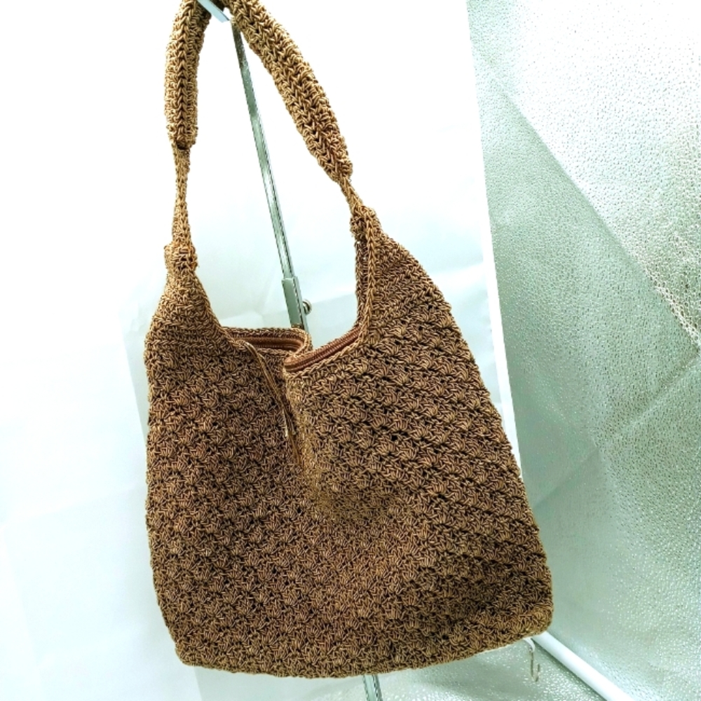 Giannini Crocheted Tote/Shoulder/Boho Bag - Beige Taupe